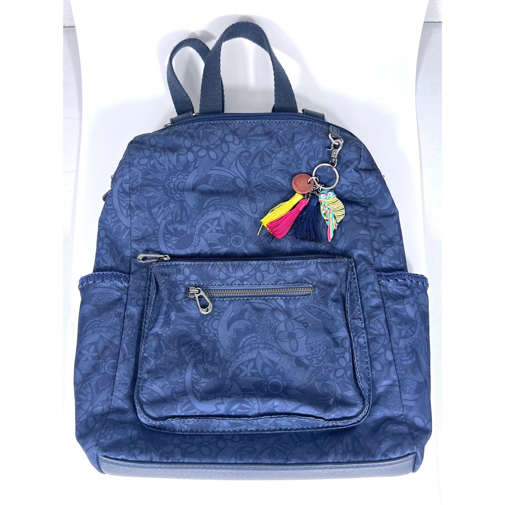 Sakroots Loyola Convertible Backpack Navy Blue Tonal Paisley Colorful Charm